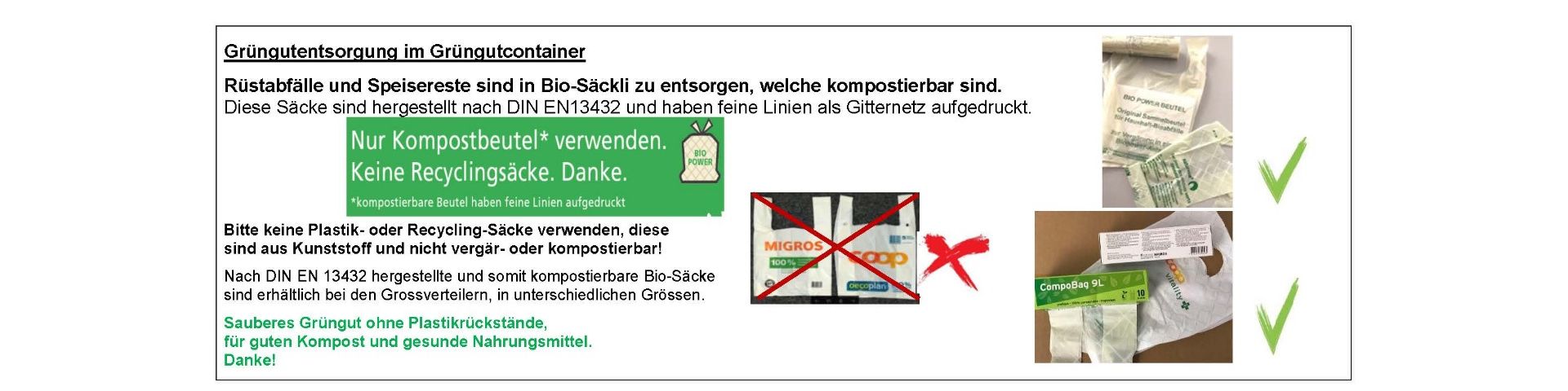 Bio-Säckli für Grüngutentsorgung